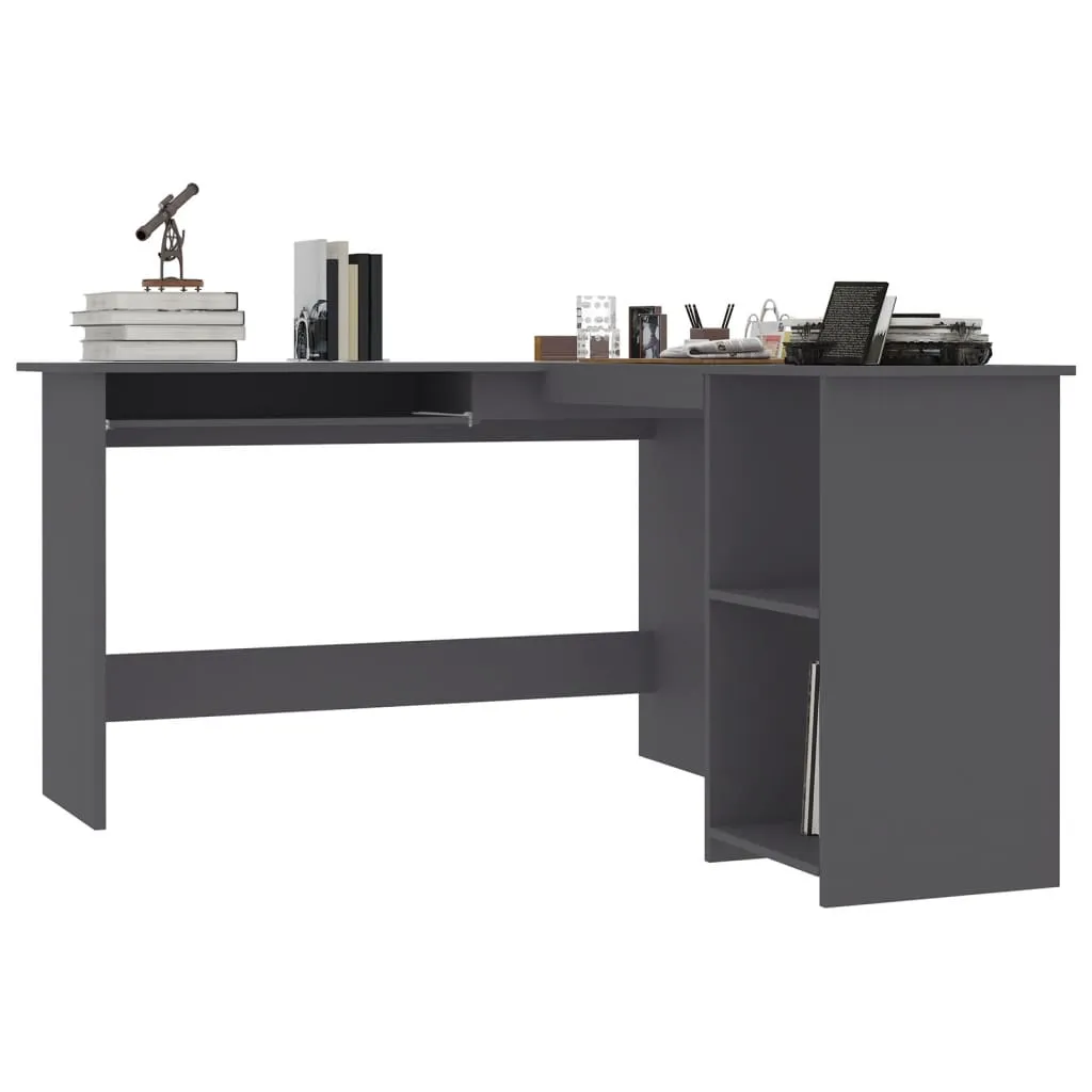 L-Shaped Corner Desk Grey 120x140x75 cm Engineered Wood