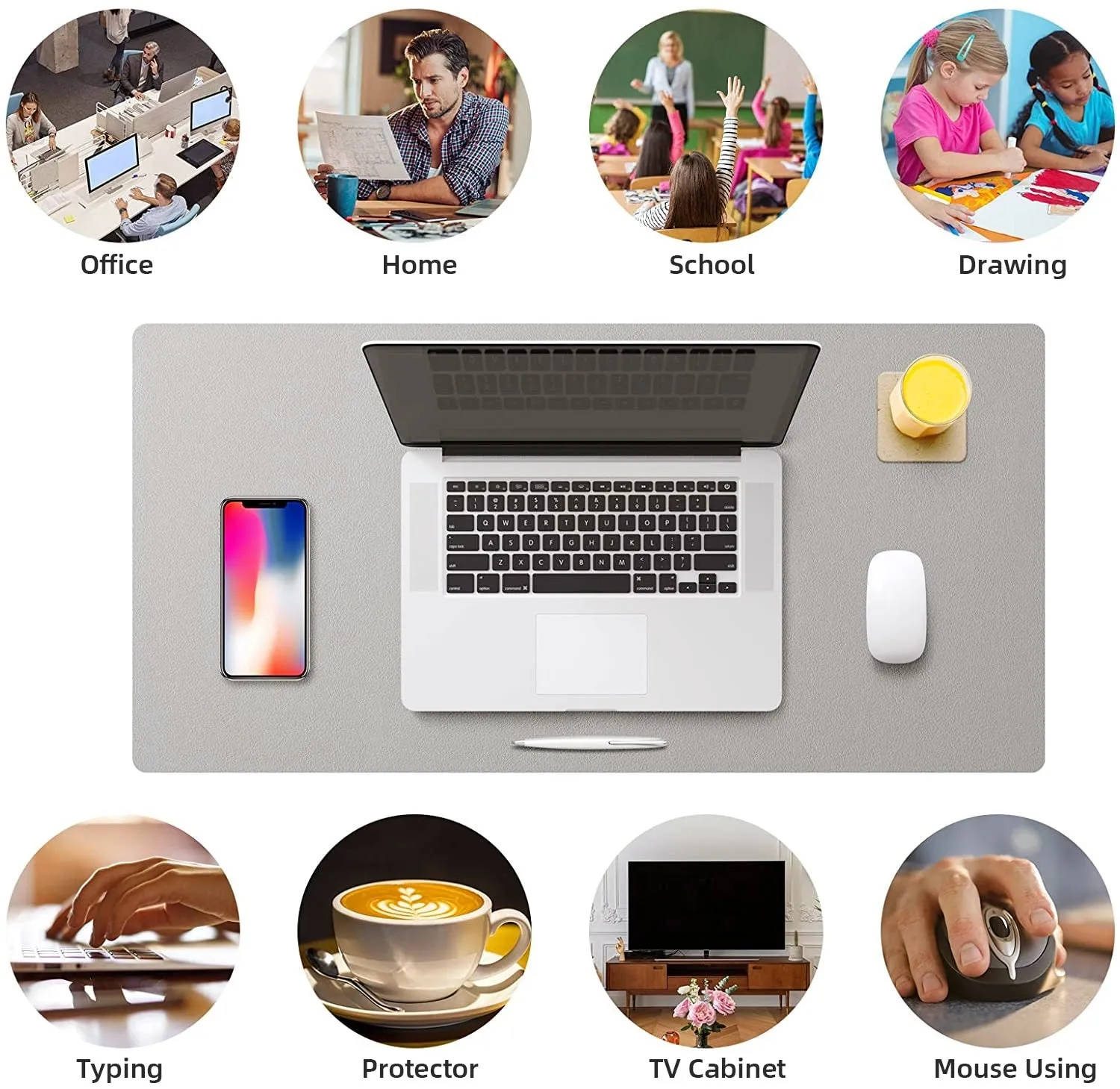 Large Size Office Desk Protector Mat PU Leather Waterproof Mouse Pad