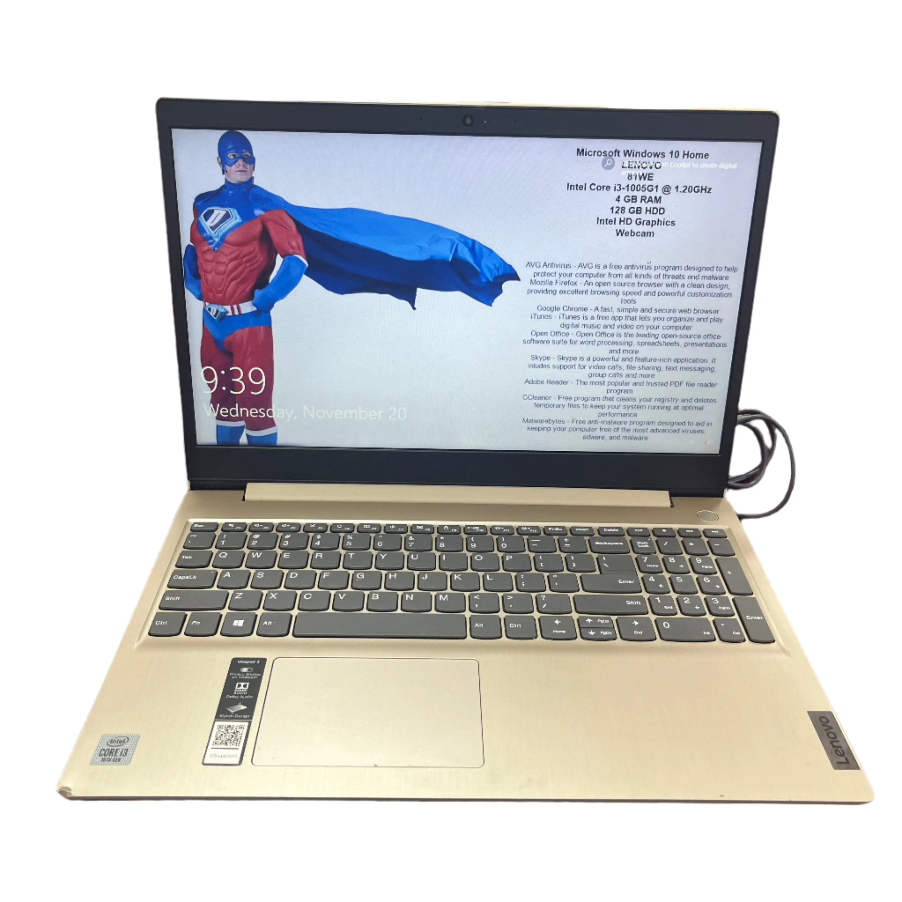 Lenovo 81WE Laptop with Charger