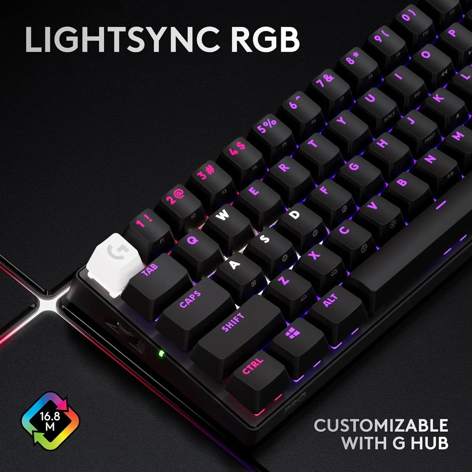 Logitech G PRO X 60 LIGHTSPEED Wireless 60% Mechanical Gaming Keyboard - TKL, LIGHTSYNC RGB, GX Optical Tactile Switches, QWERTY UK, Black