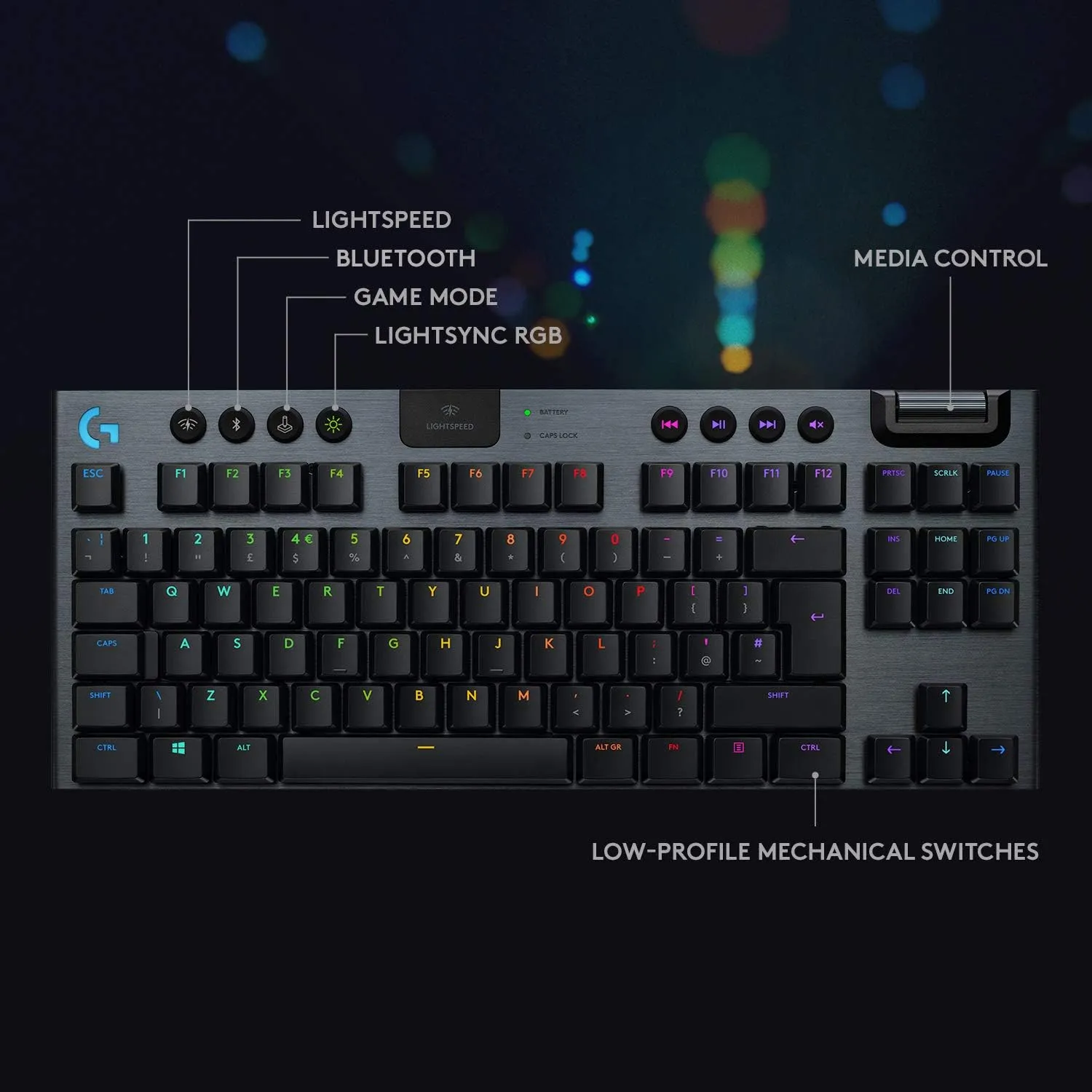 Logitech G915 X Lightspeed TKL 無線 RGB 機械電競鍵盤 - Charming Black 黑色 英文 敲擊感軸 920-012738 原裝行貨