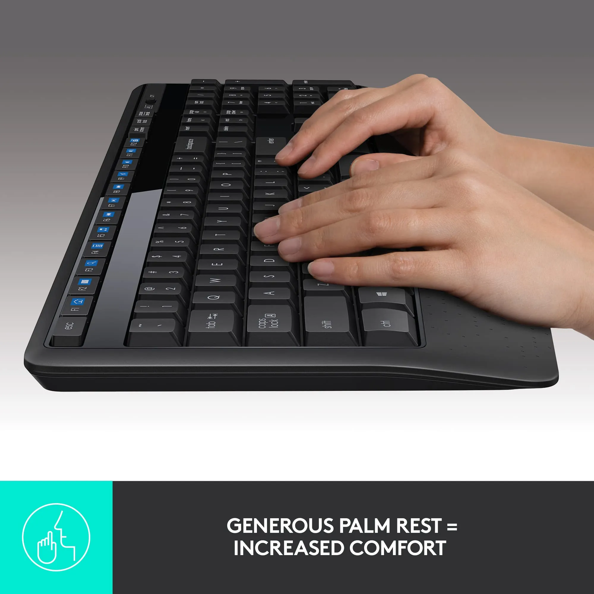 Logitech MK345 Wireless Combo Full-Sized Keyboard with Palm Rest 