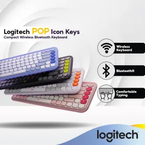 Logitech POP Icon Keys Compact Wireless Bluetooth Keyboard with Bold Design and Customizable Action Keys