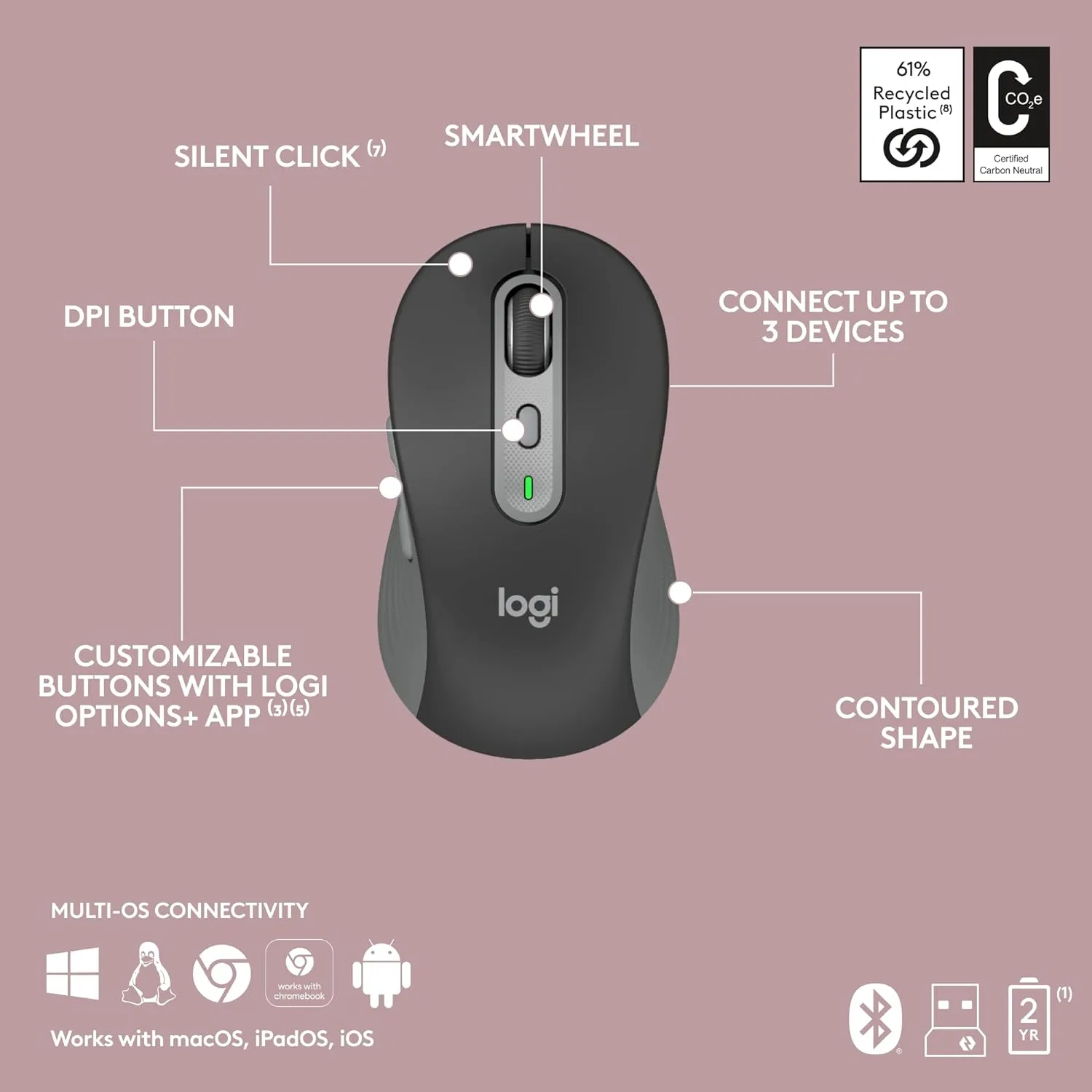 Logitech Signature Slim Wireless Mouse and Keyboard Combo MK950 | Quiet Typing | Bluetooth | Secure Receiver