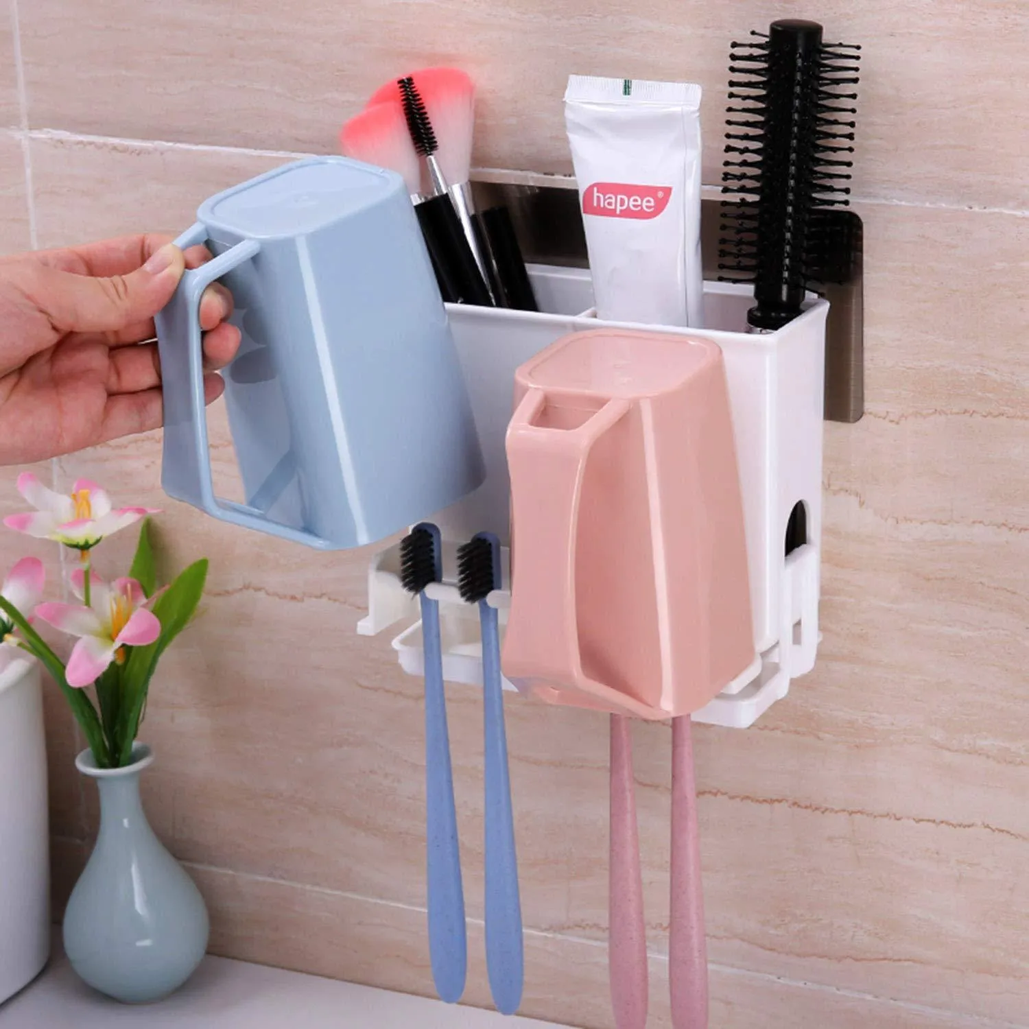 Magic Sticker Series No Drill Bathroom Toothbrush Stand Rack