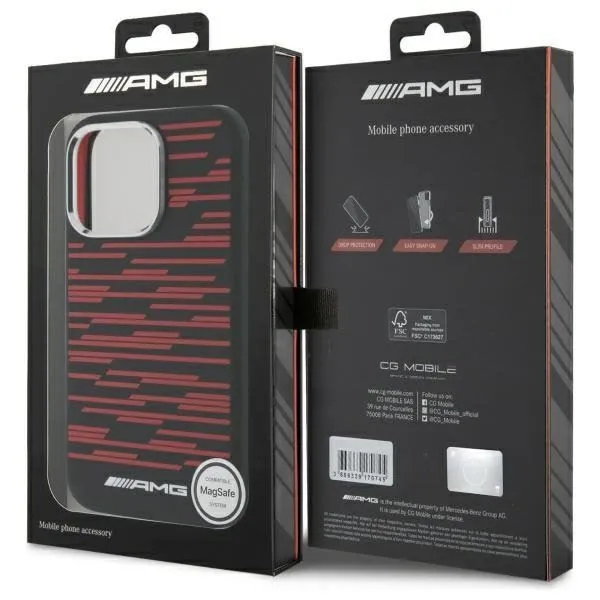 Mercedes Benz AMG Silicone Graphics Case with MagSafe for iPhone 16 Pro Max 6.9" Black - AMHMP16X24SSRRK