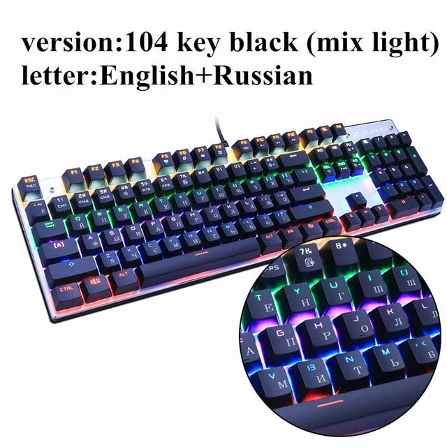 Metoo  Edition Mechanical Keyboard 87 keys Blue Switch Gaming Keyboards for Tablet Desktop  Russian sticker