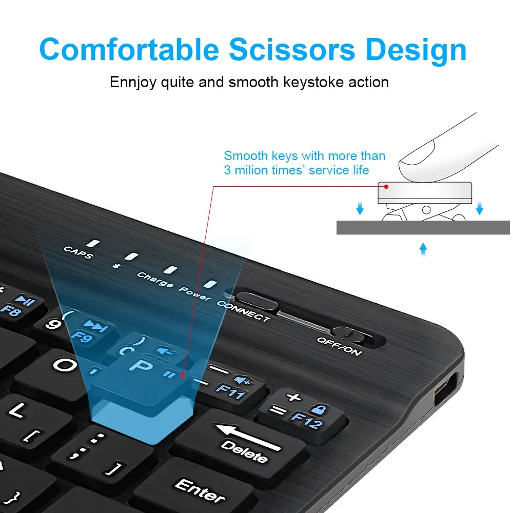 Mini Bluetooth Keyboard Wireless rechargeable Keyboard For Tablet ipad cell phone Laptop S123