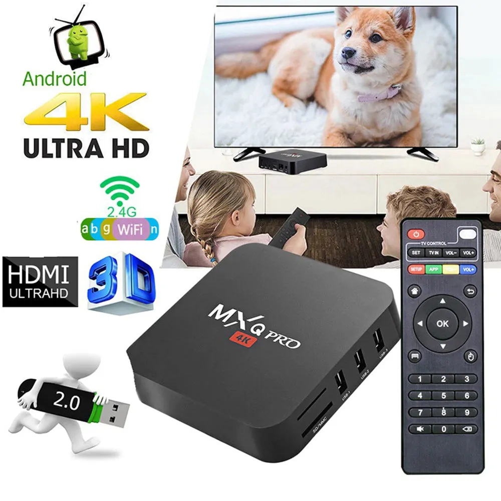 MXQ Pro Android TV Box 4k [1GB / 8GB] Quad Core Amlogic S905W WiFi Smart TV Box [ Supports Miracast / Airplay ]