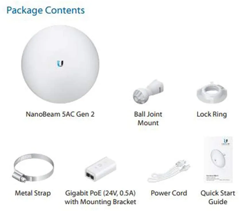 NanoBeam AC Gen2 NBE-5AC-Gen2-US 5GHz airMAX CPE with Dedicated Management Radio Bridge