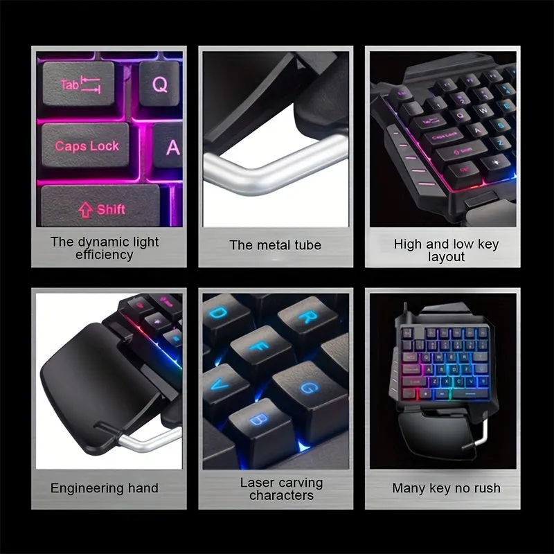 One-Handed Mechanical Gaming Keyboard RGB Backlit Portable Mini Gaming Keypad.