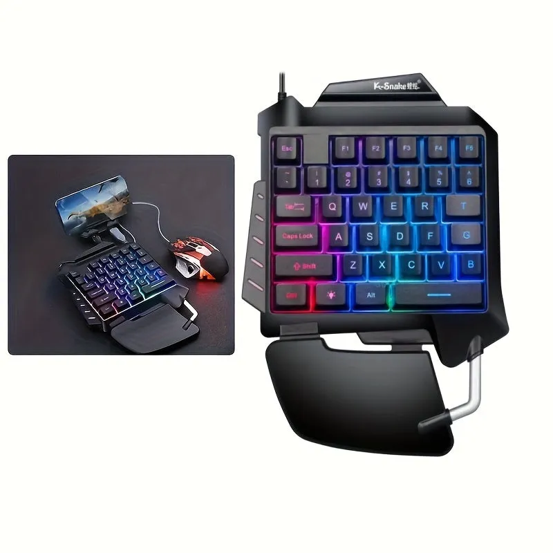 One-Handed Mechanical Gaming Keyboard RGB Backlit Portable Mini Gaming Keypad.