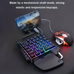 One-Handed Mechanical Gaming Keyboard RGB Backlit Portable Mini Gaming Keypad.