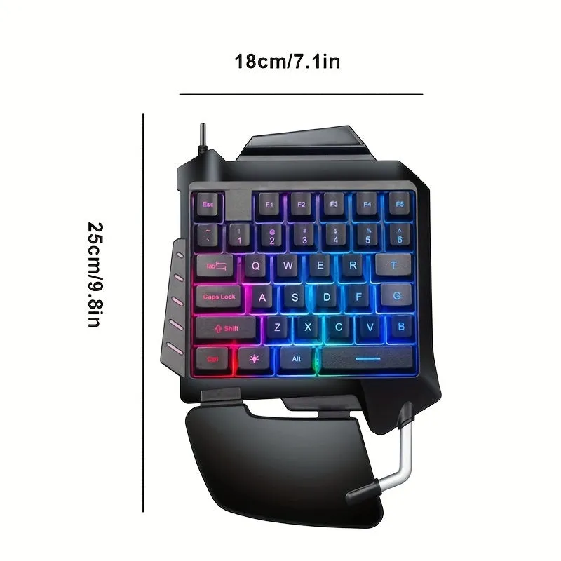 One-Handed Mechanical Gaming Keyboard RGB Backlit Portable Mini Gaming Keypad.