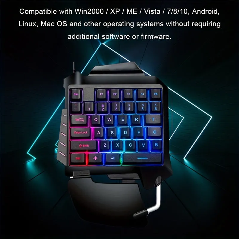 One-Handed Mechanical Gaming Keyboard RGB Backlit Portable Mini Gaming Keypad.