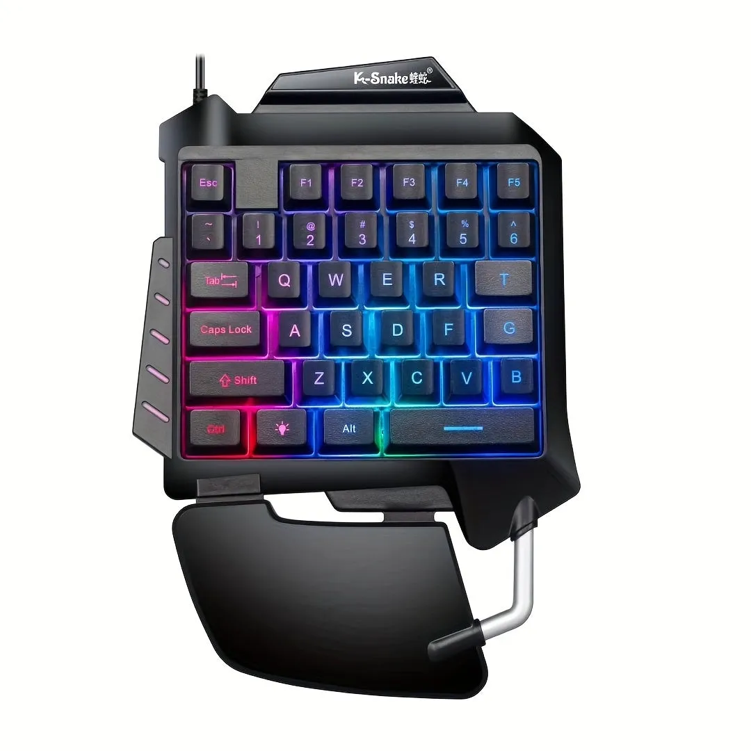 One-Handed Mechanical Gaming Keyboard RGB Backlit Portable Mini Gaming Keypad.