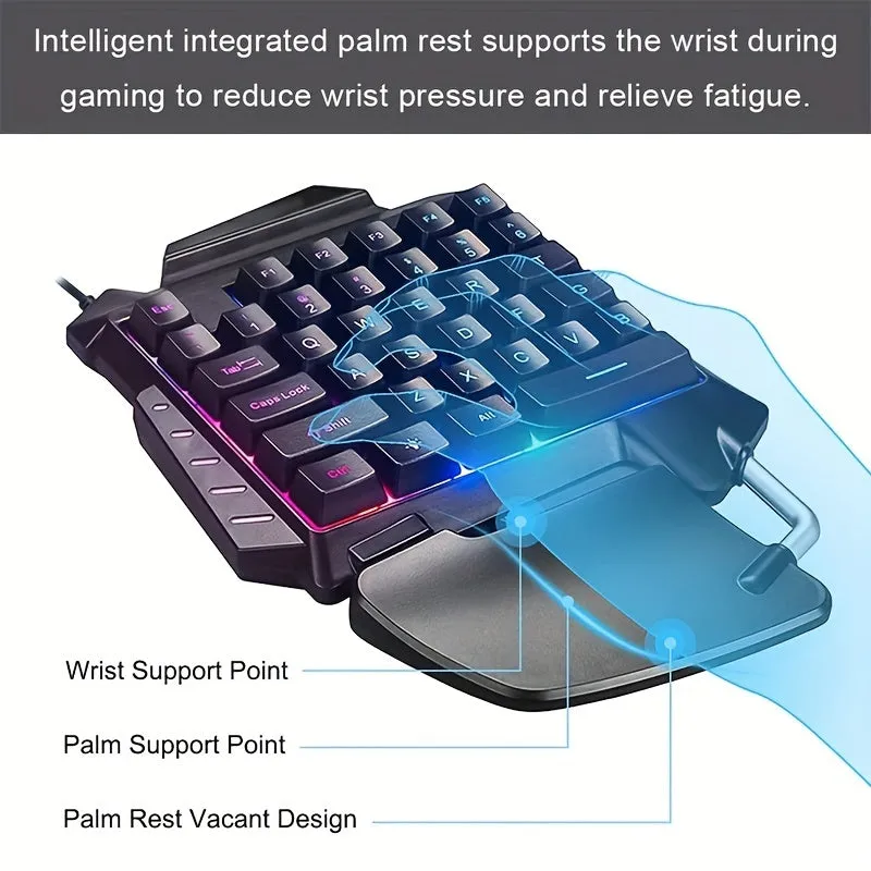 One-Handed Mechanical Gaming Keyboard RGB Backlit Portable Mini Gaming Keypad.