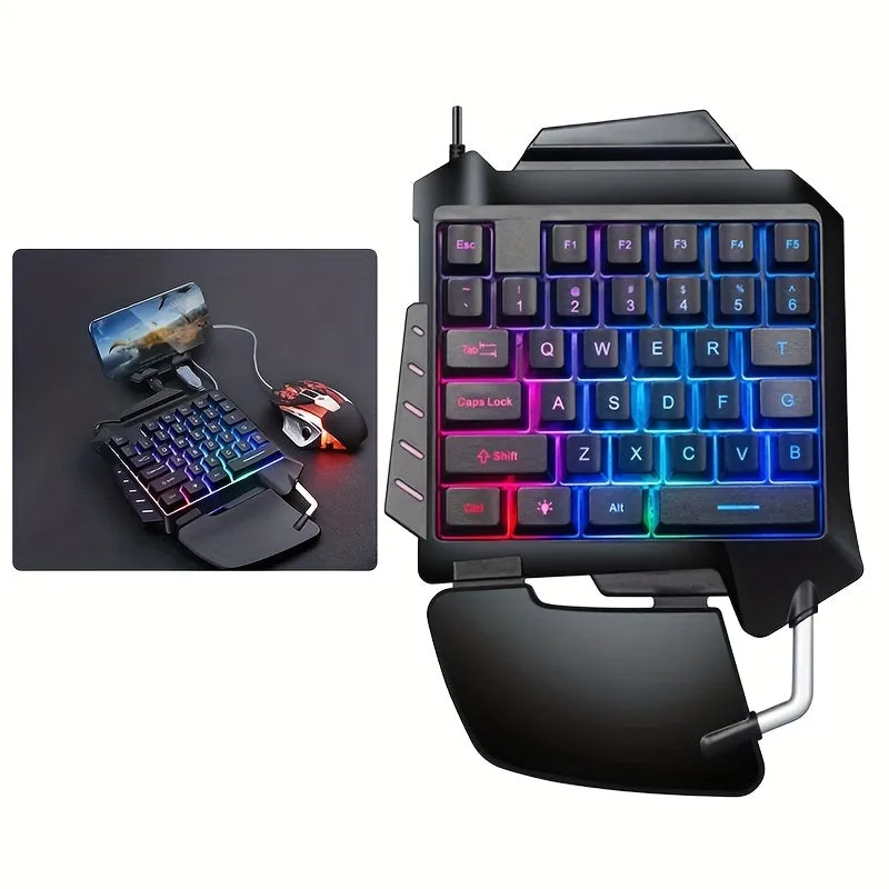 One-Handed Mechanical Gaming Keyboard RGB Backlit Portable Mini Gaming Keypad.