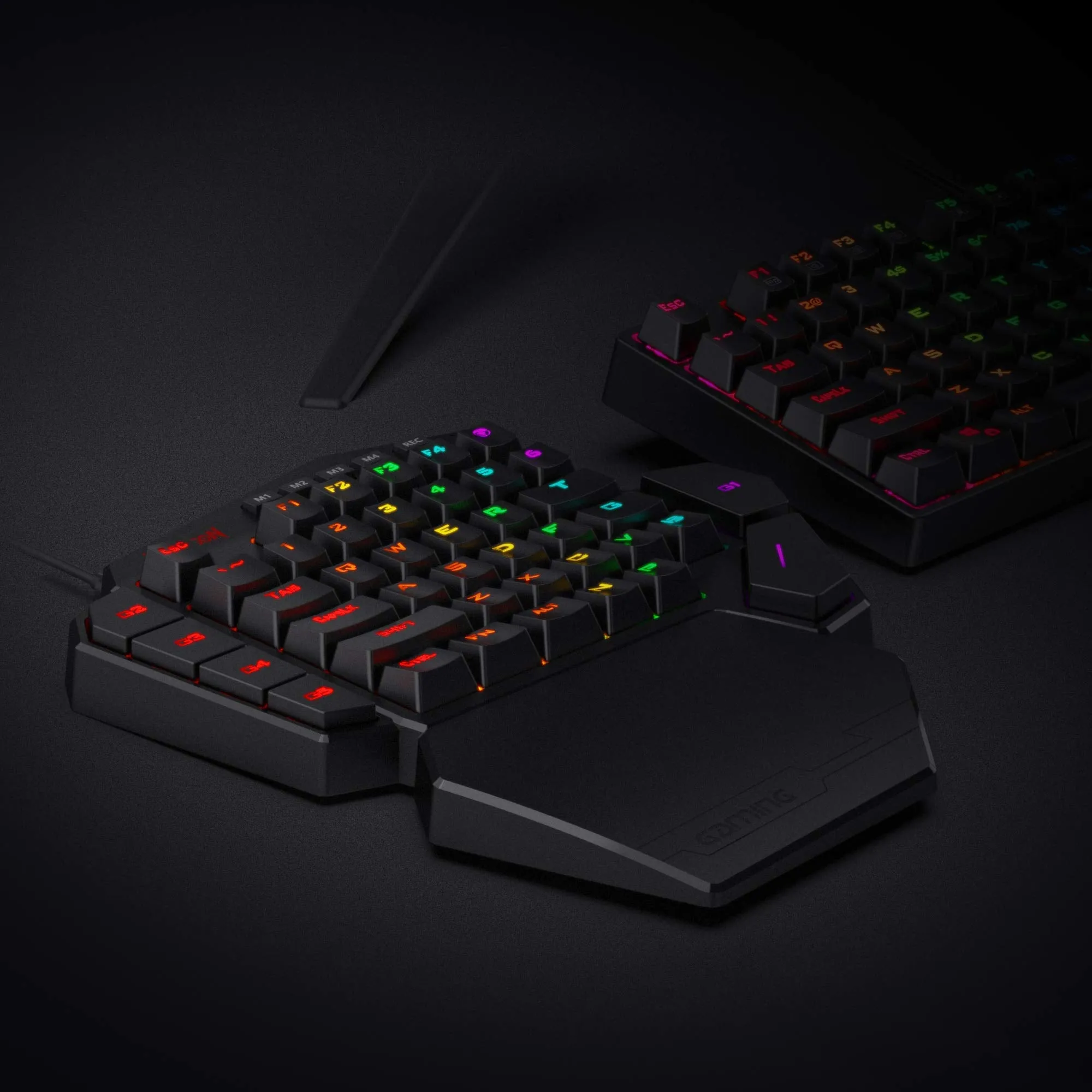 One-Handed Wired RGB Mechanical Gaming Keyboard, 42 Keys Type-C Keypad with Hot-Swappable Socket, 7 Macro Keys & Detachable Wrist Rest