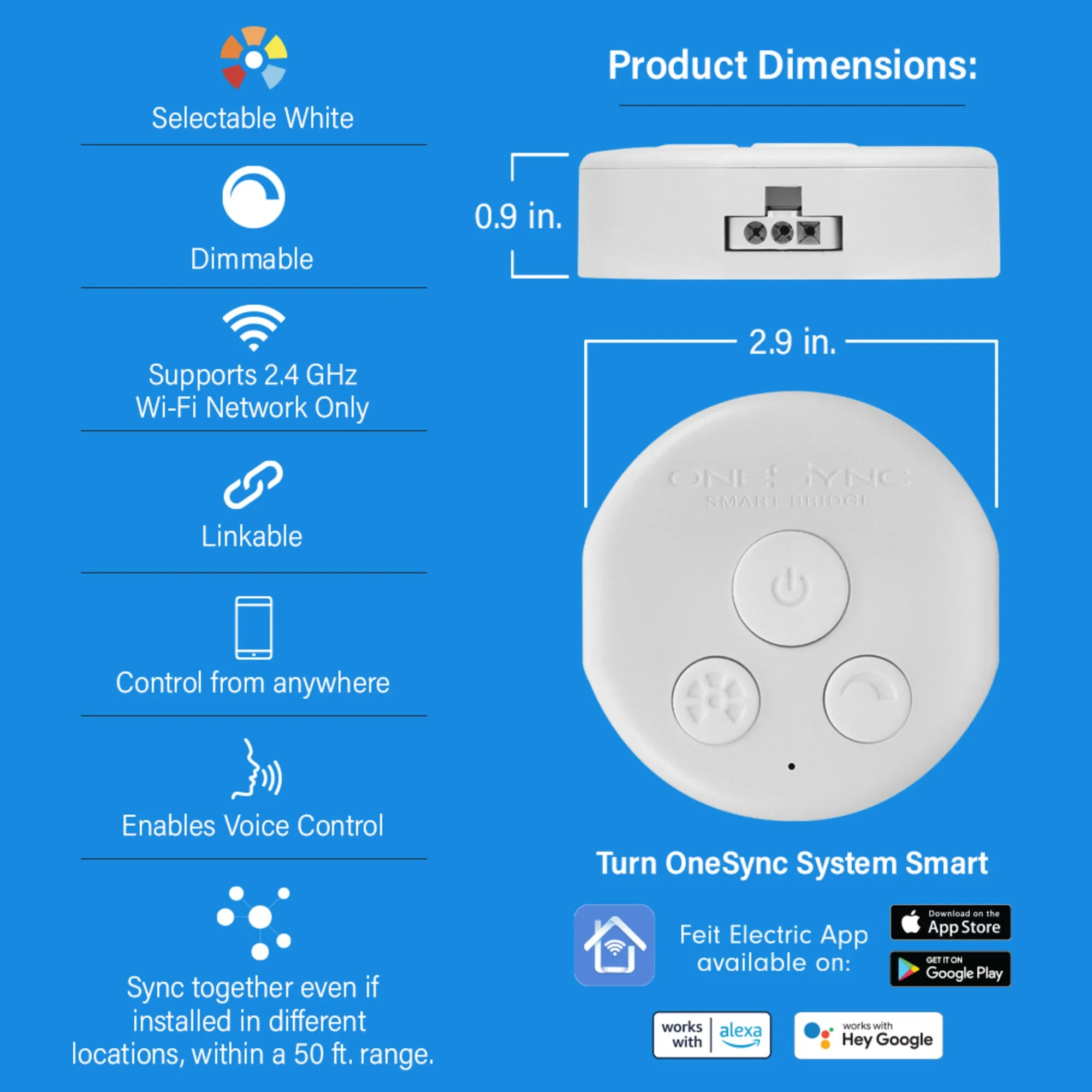 OneSync Under Cabinet Smart Bridge for Voice & App Control