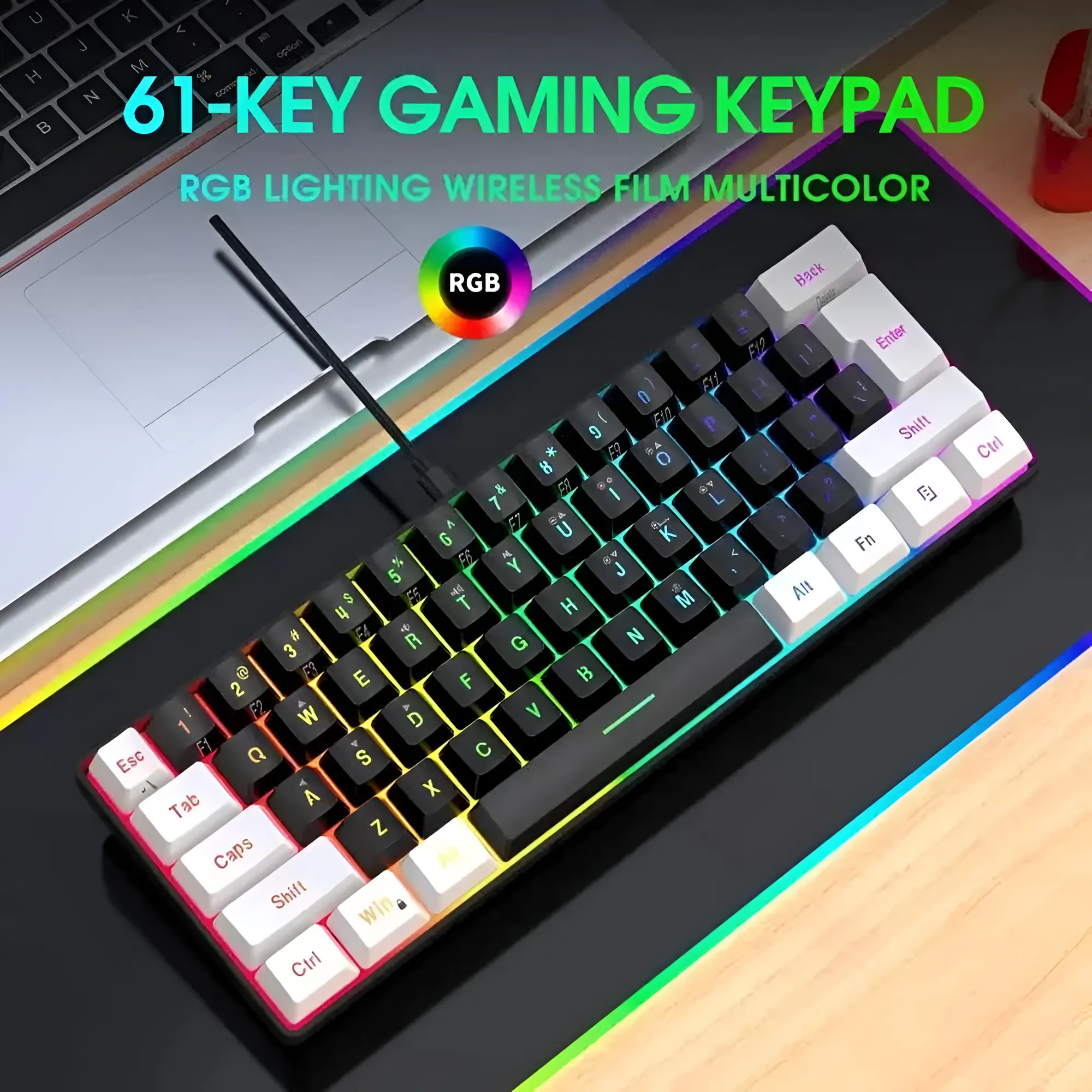 Onetify Floating Keycaps Compact Wired RGB Gaming Keyboard