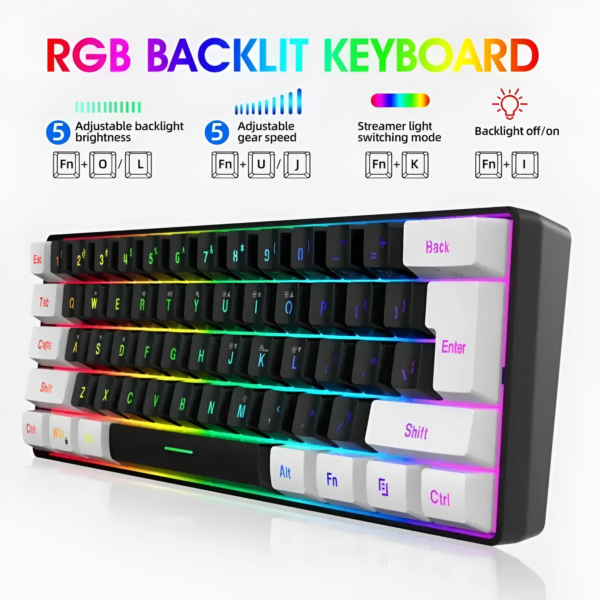 Onetify Floating Keycaps Compact Wired RGB Gaming Keyboard