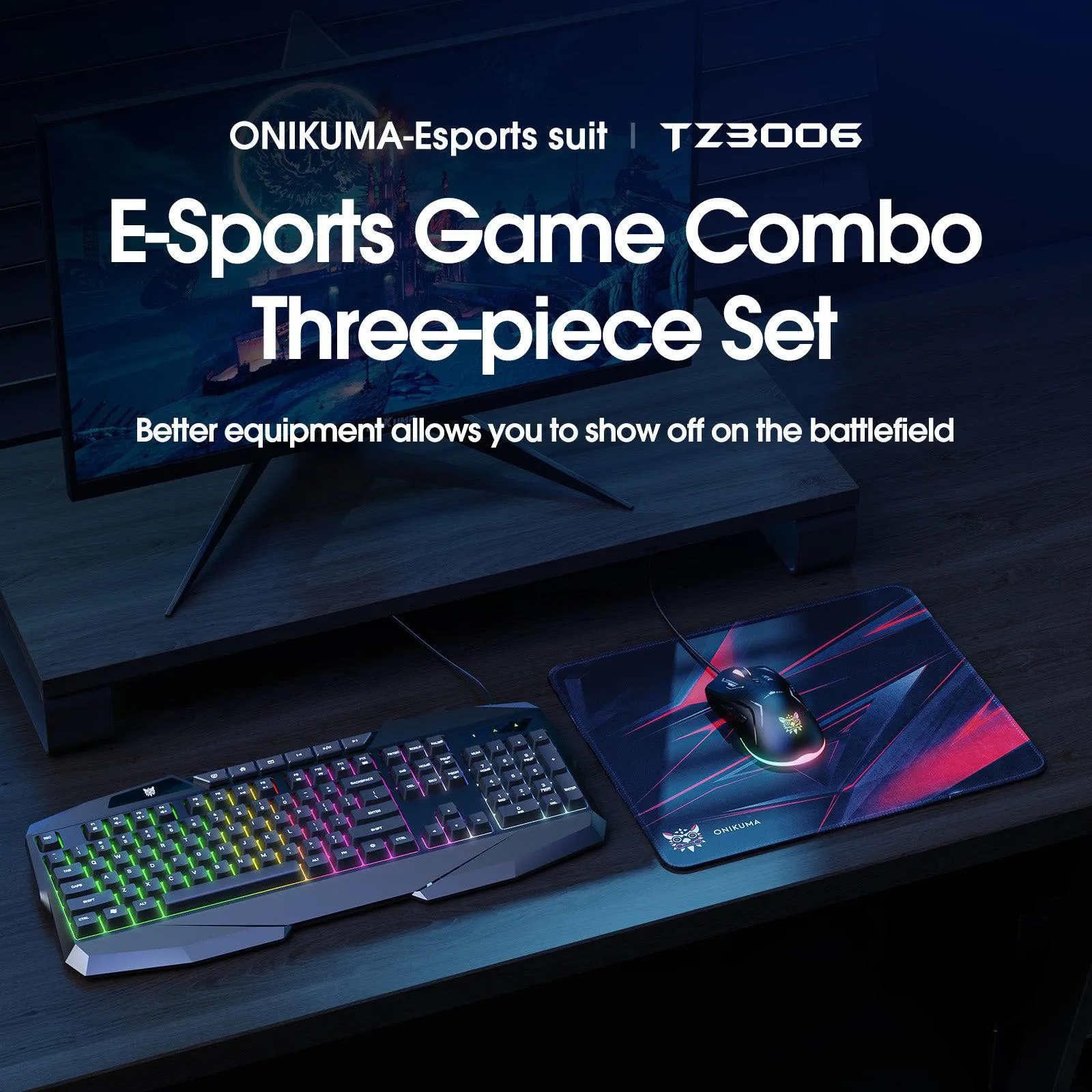 ONIKUMA TZ3006 3 in 1 Gaming Combo -  G22 Keyboard / CW917 Mouse/ MP002 Mouse Pad