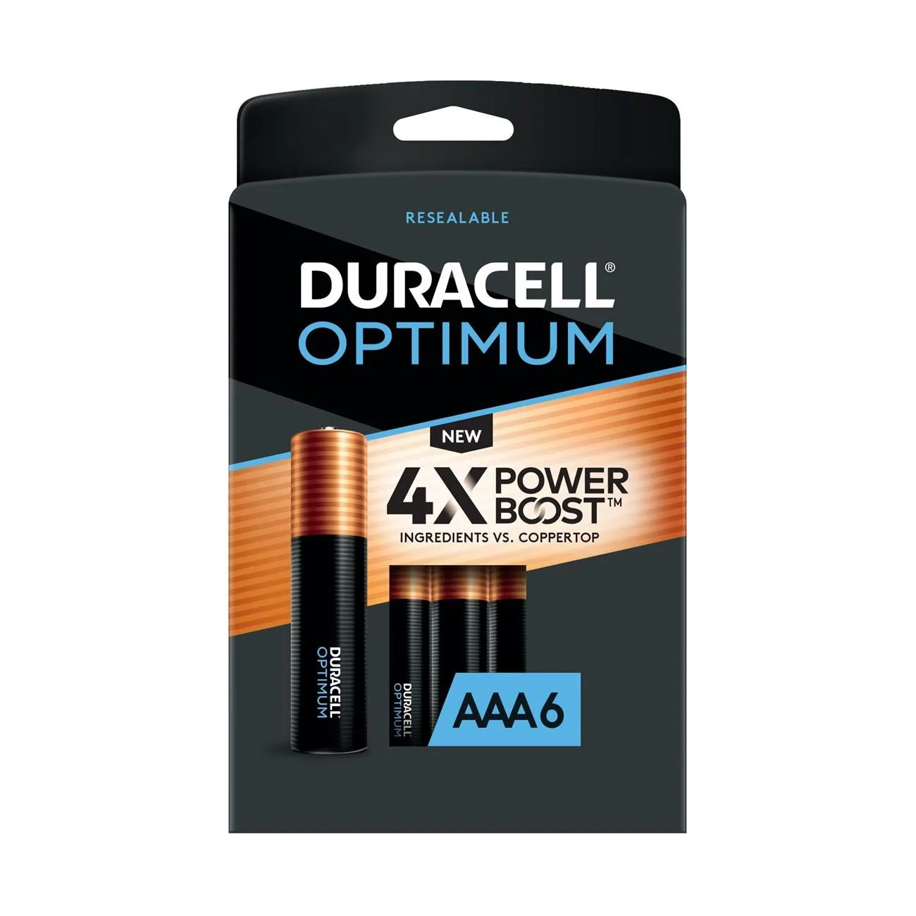 OPT2400B6 Duracell, OP2400 Alkaline Battery, AAA, Optimum, 6PK