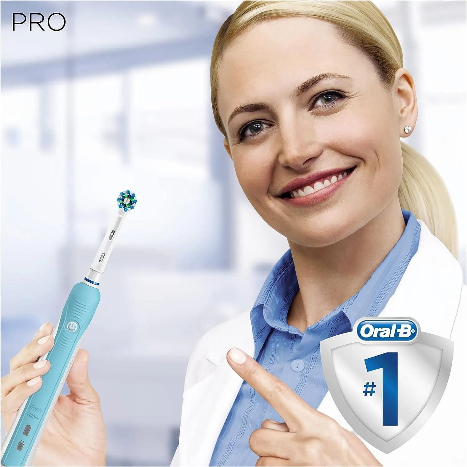 Oral-B Pro 1 Electric Toothbrushes For Adults With Pressure Sensor, Valentines Day Gifts For Him / Her, 1 Handle, 1 Cross Action Toothbrush Head, 1 Mode with 3D Cleaning, 2 Pin UK Plug, 600, Blue