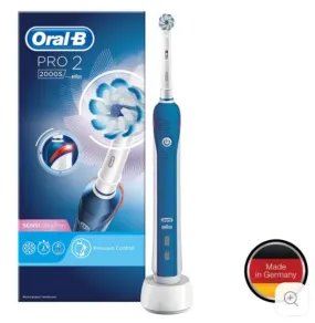 Oral B Pro 2 2000 Rechargeable Electric Toothbrush Round Oscillation Cleaning Blue Braun