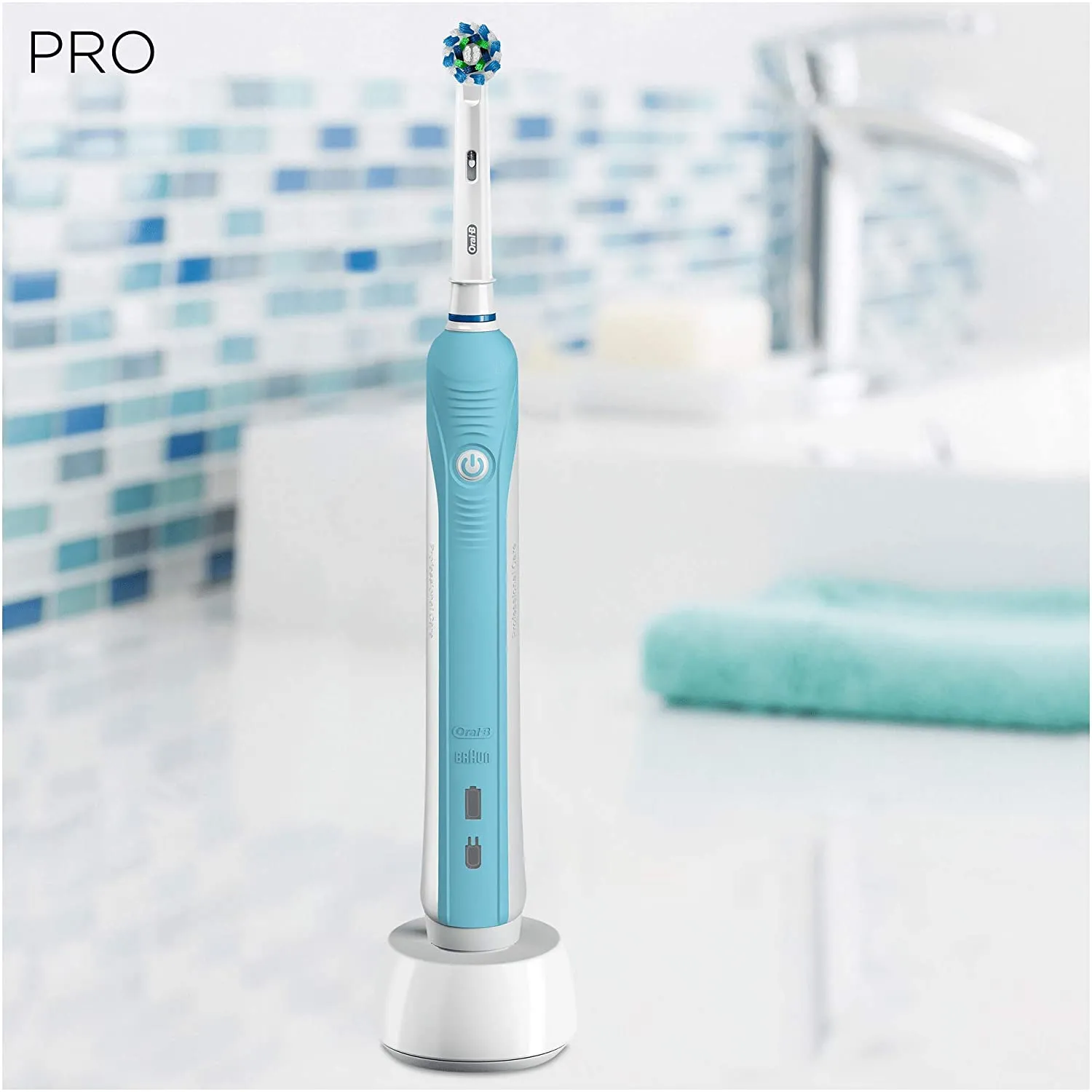 Oral B Pro 500 Cross Action Rechargeable Electric Toothbrush Round Oscillation Cleaning Braun