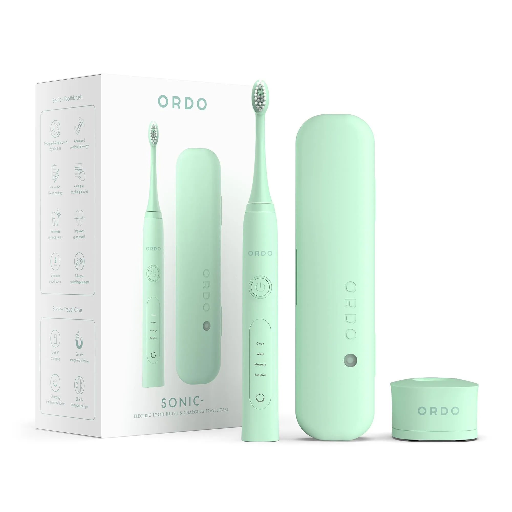 Ordo Sonic  Electric Toothbrush & Charging Travel Case Bundle (Mint Green)