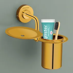 Plantex Daizy Gold Toothbrush, Paste and Tumbler Holder for Bathroom and wash Basin (304 Stainless Steel)