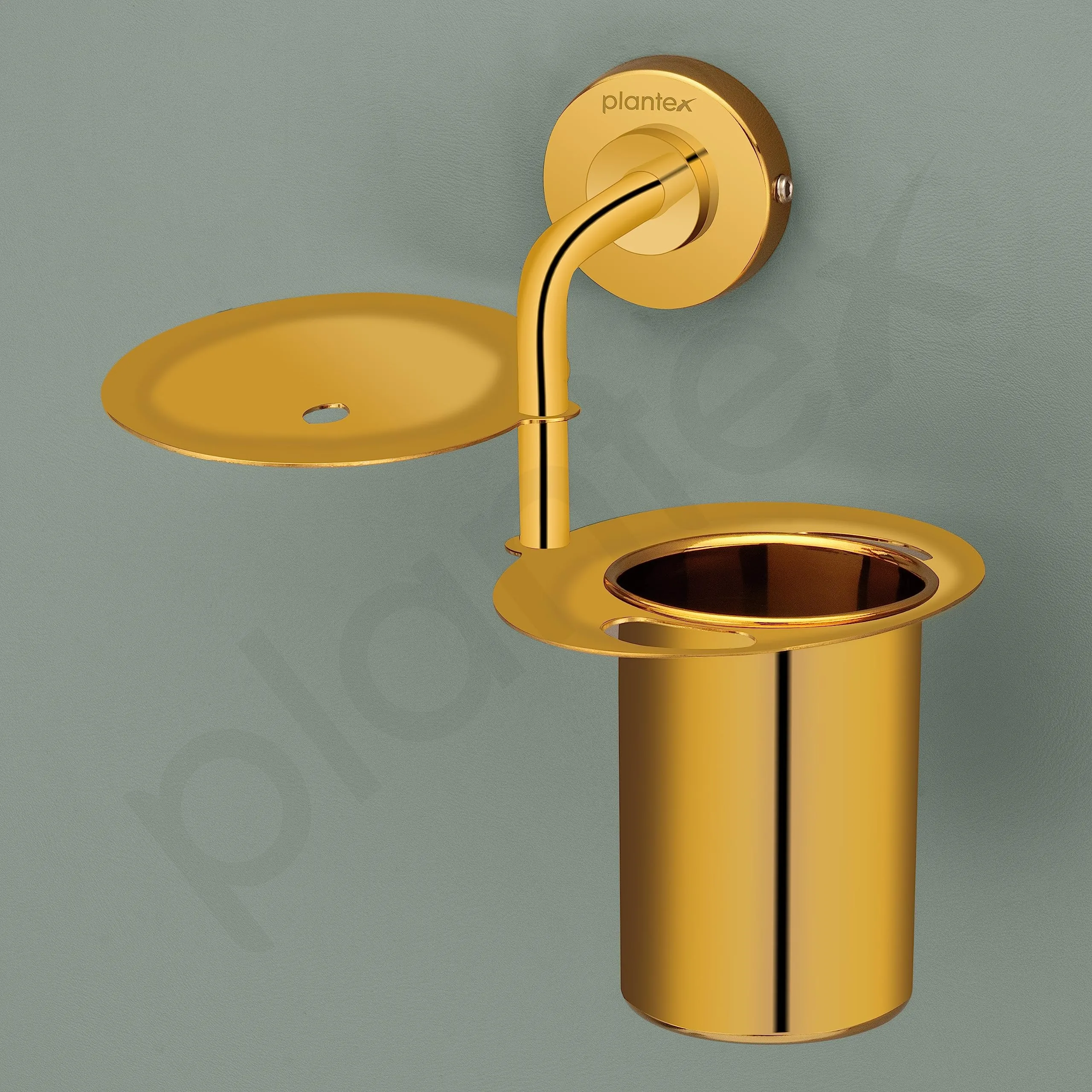 Plantex Daizy Gold Toothbrush, Paste and Tumbler Holder for Bathroom and wash Basin (304 Stainless Steel)