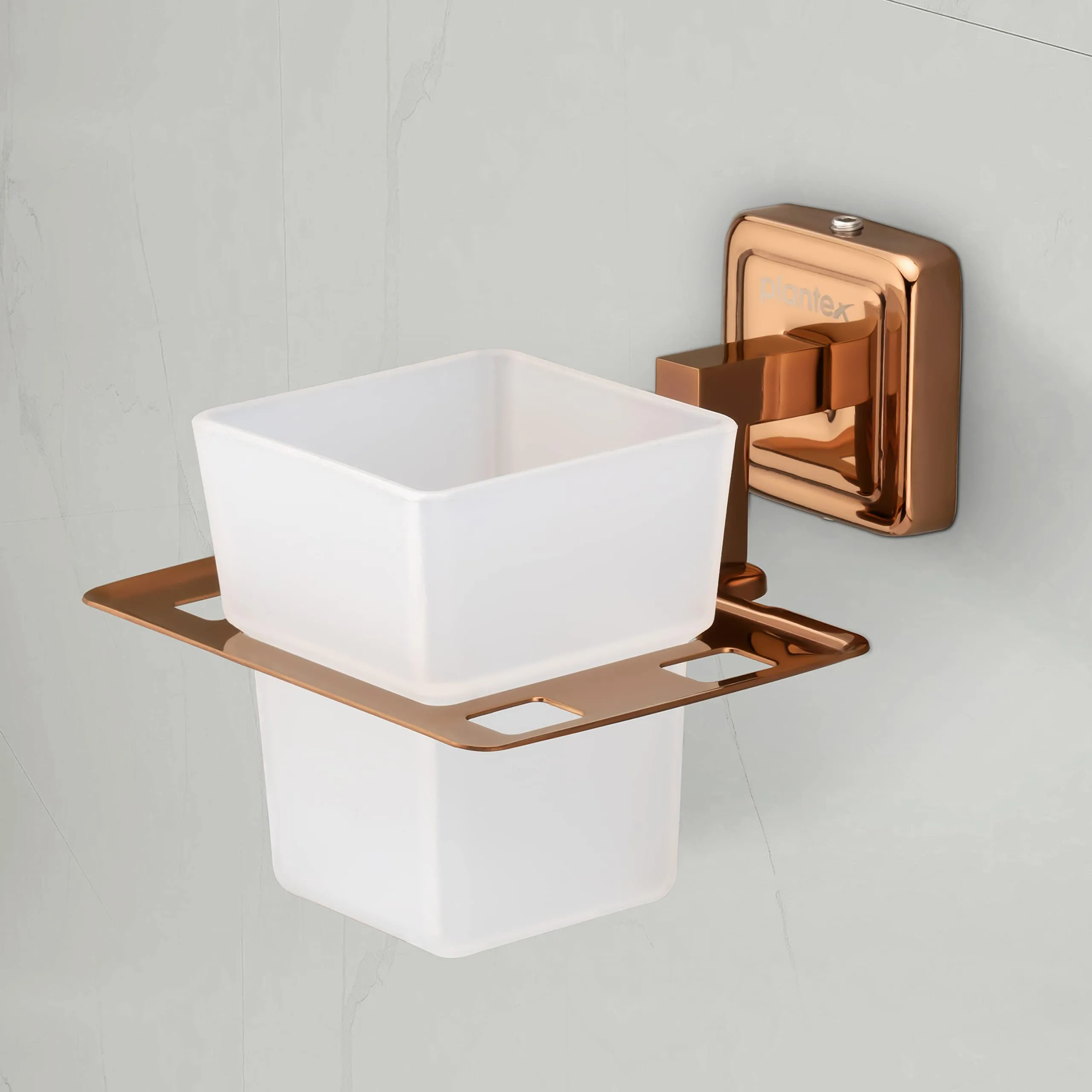 Plantex Deccan Rose Gold Tumbler Holder Stand with Spaces for Toothbrush (304 Stainless Steel)