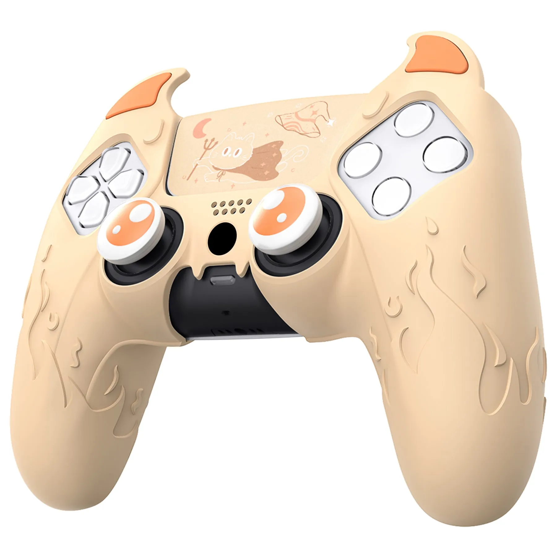 PlayVital Cute Demon Controller Silicone Case Compatible With PS5 Controller - Orange - DEPFP007