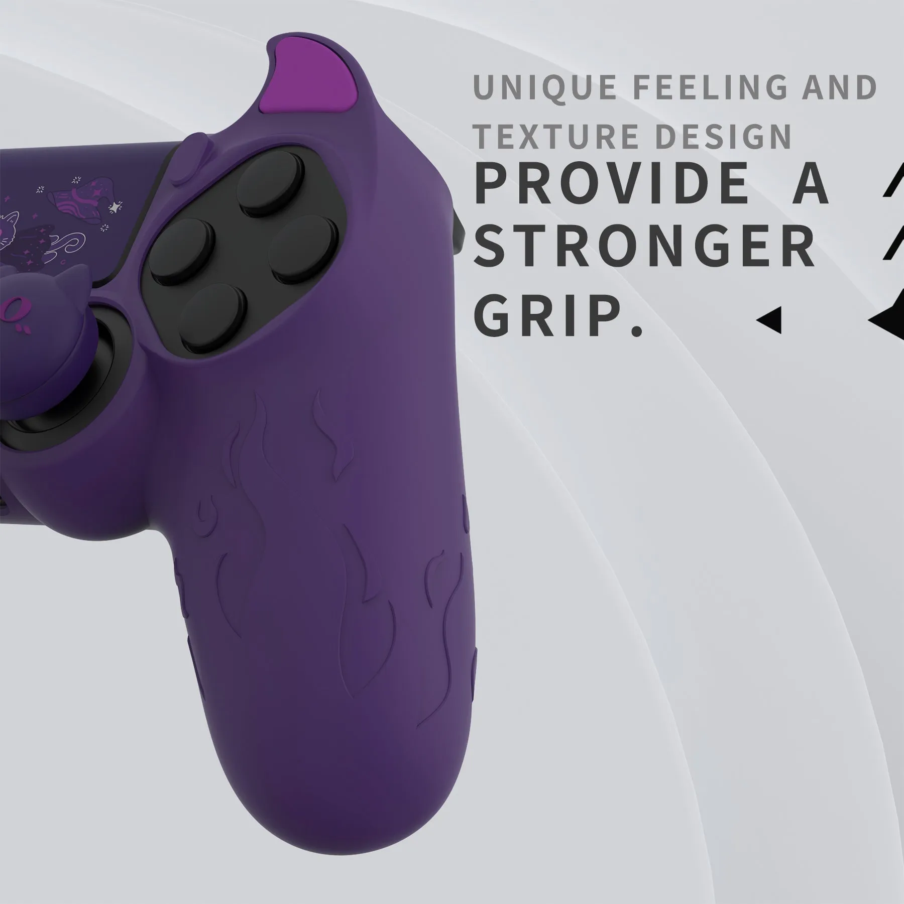 PlayVital Cute Demon Controller Skin for PS4 with Thumb Grips & Stickers, Kawaii Anti-Slip Silicone Controller Cover Grip Protector for PS4 Slim/Pro Controller - Purple - BRJP4P002