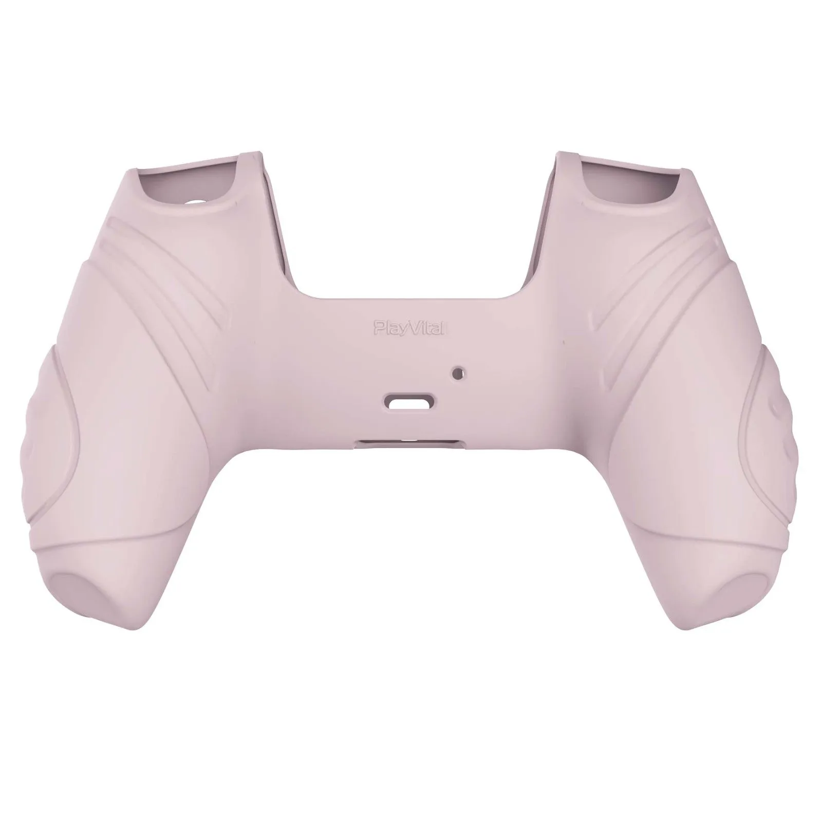 PlayVital Guardian Edition Pink Ergonomic Soft Anti-slip Controller Silicone Case Cover, Rubber Protector Skins with White Joystick Caps for PS5 Controller - YHPF005