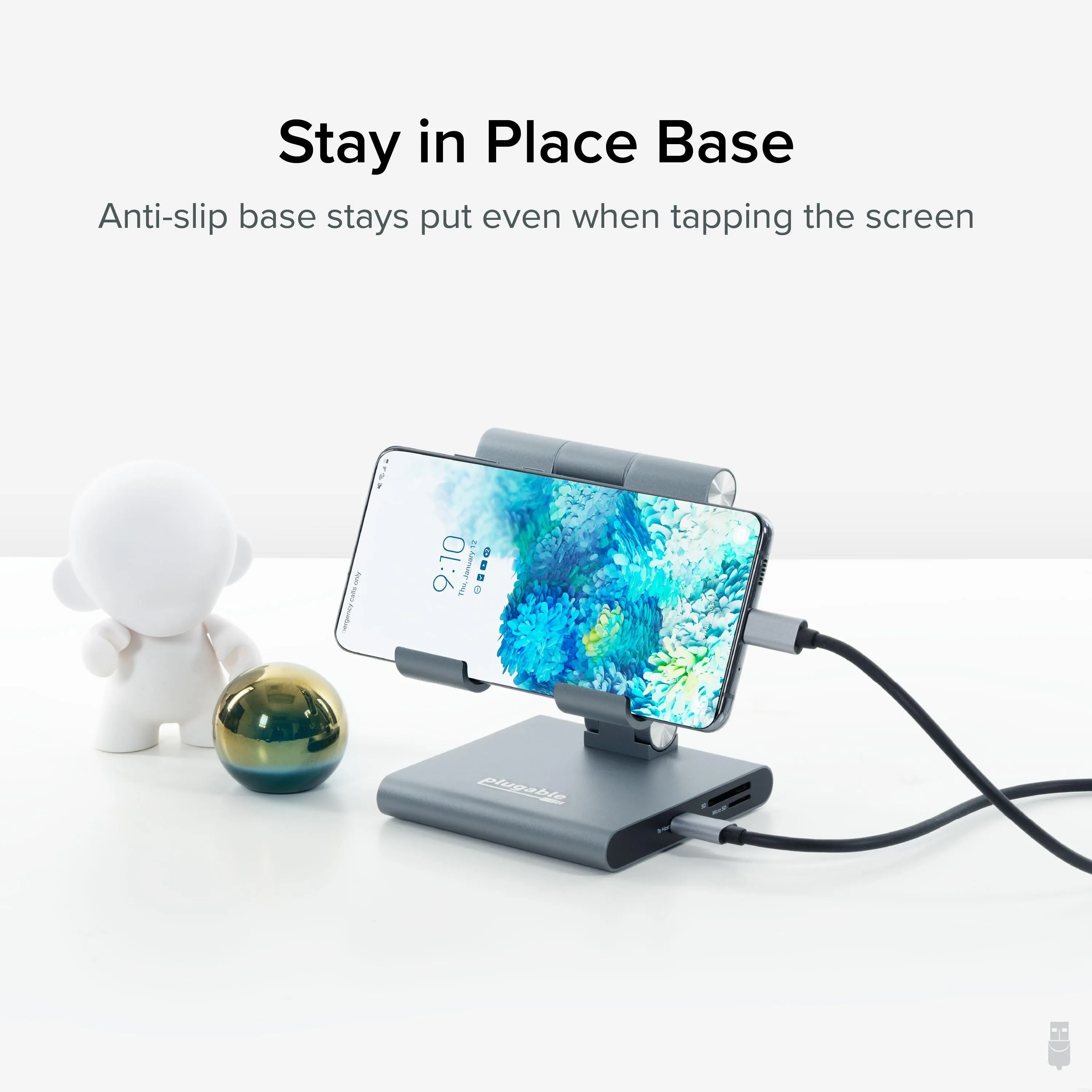 Plugable USB-C Tablet / Phone / iPad Stand with Docking Station, 100W Charging