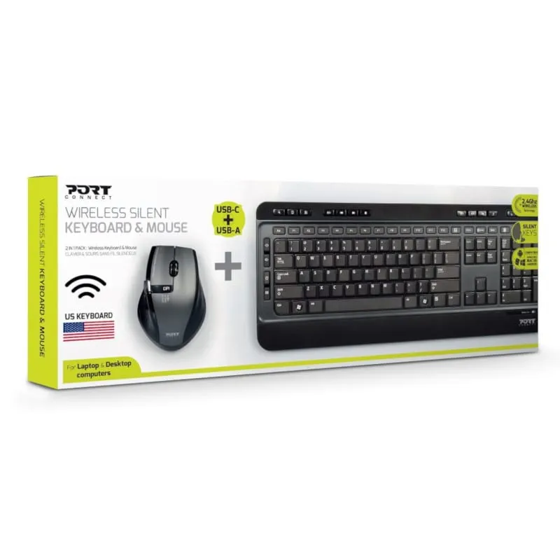 Port Wireless Keyboard And Mouse Combo