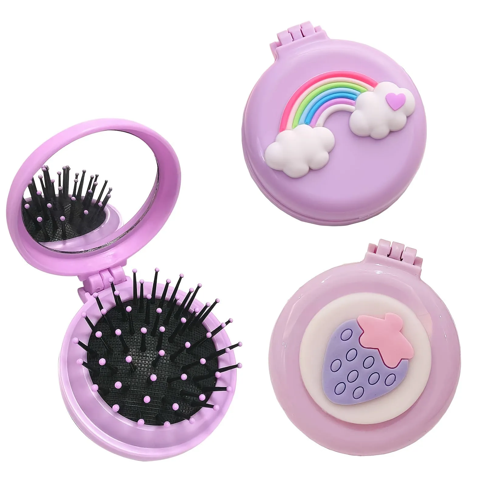 Portable Folding Hair Brush with Mirror  Ideal for Travel