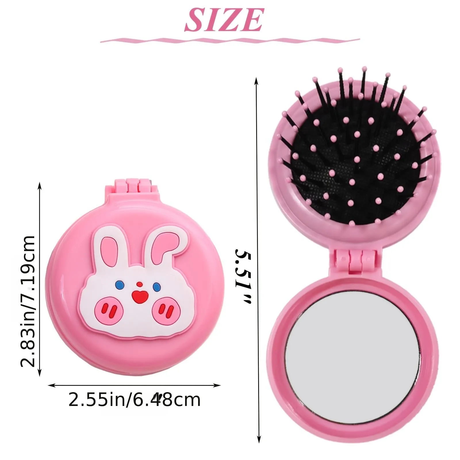 Portable Folding Hair Brush with Mirror  Ideal for Travel