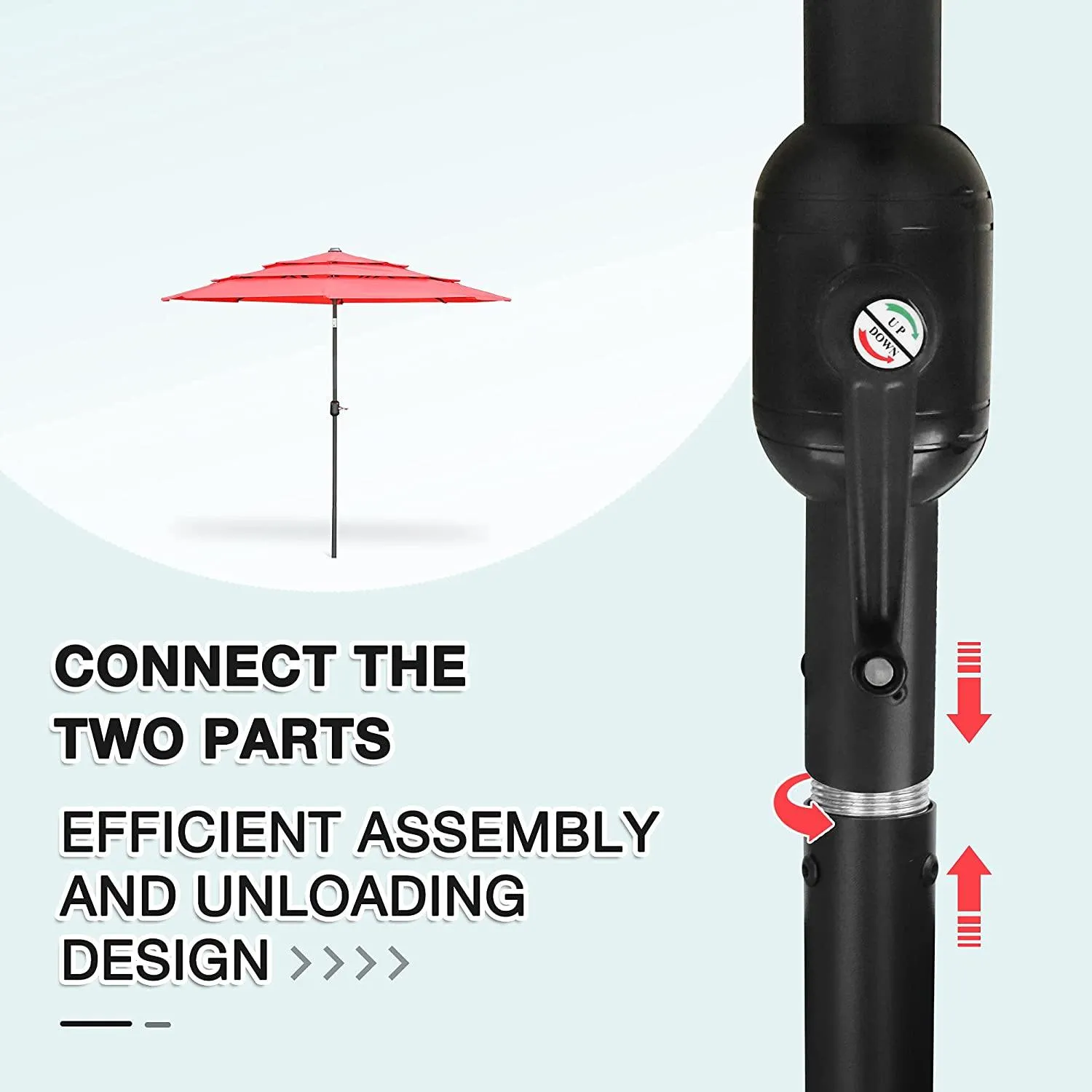 Portable Patio Umbrella Outdoor Market Tilt Umbrella with Easy Tilt Adjustment