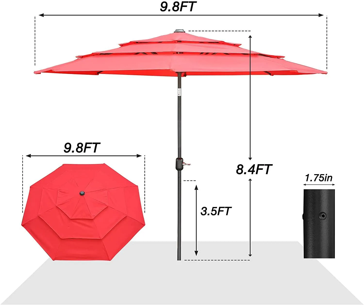 Portable Patio Umbrella Outdoor Market Tilt Umbrella with Easy Tilt Adjustment