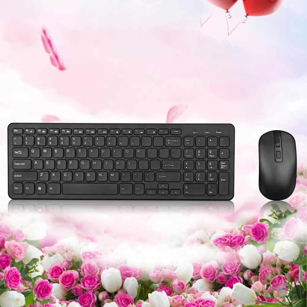 Portable  Useful 2.4GHz Noiseless Wireless Keypad Mouse Ergonomic Office Keyboard Widely Compatible   Computer Accessories