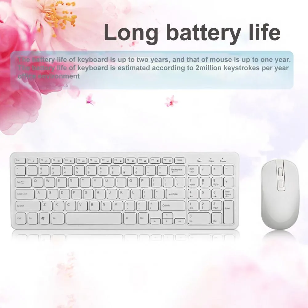 Portable  Useful 2.4GHz Noiseless Wireless Keypad Mouse Ergonomic Office Keyboard Widely Compatible   Computer Accessories