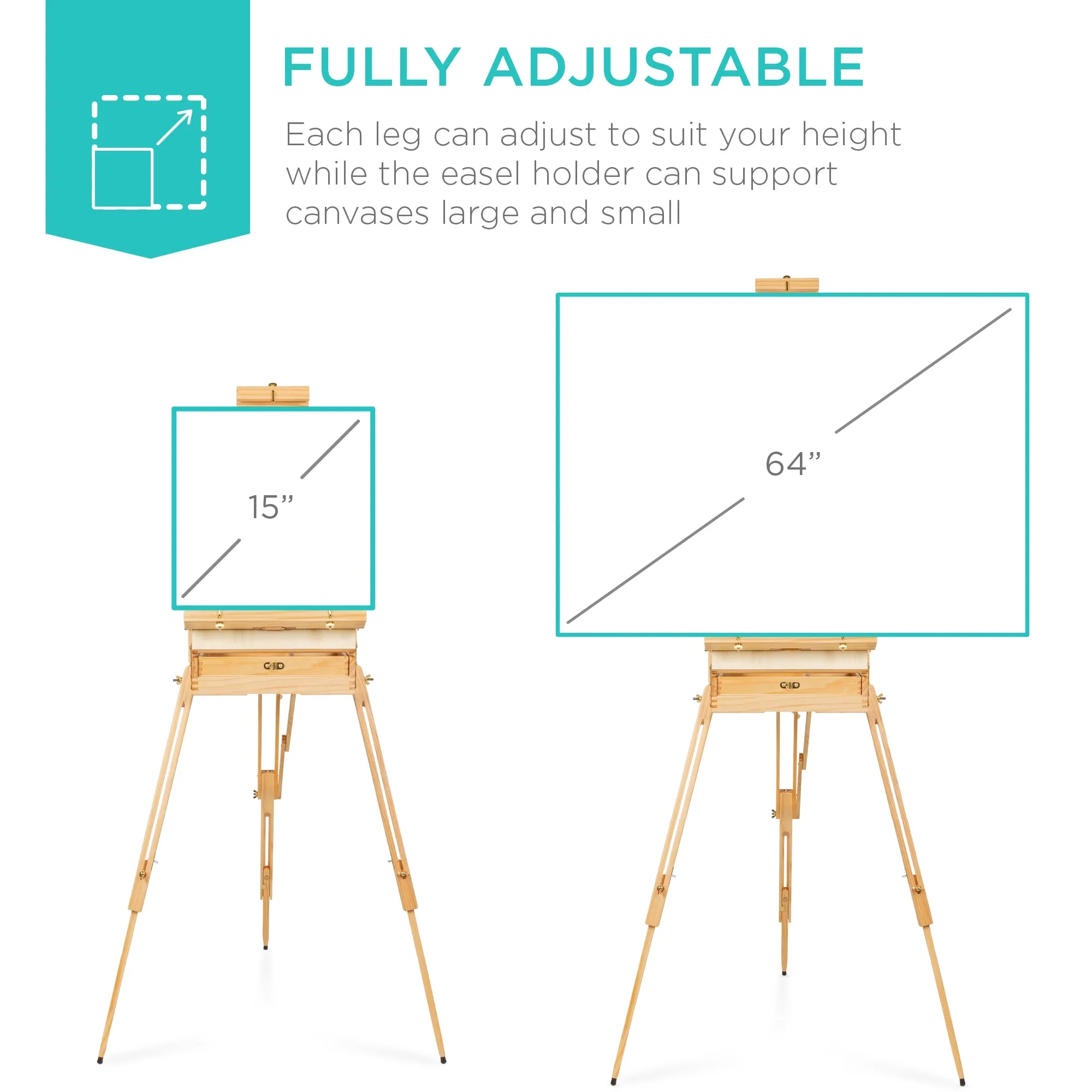 Portable Wooden French Easel w/ 32pc Beginners Kit