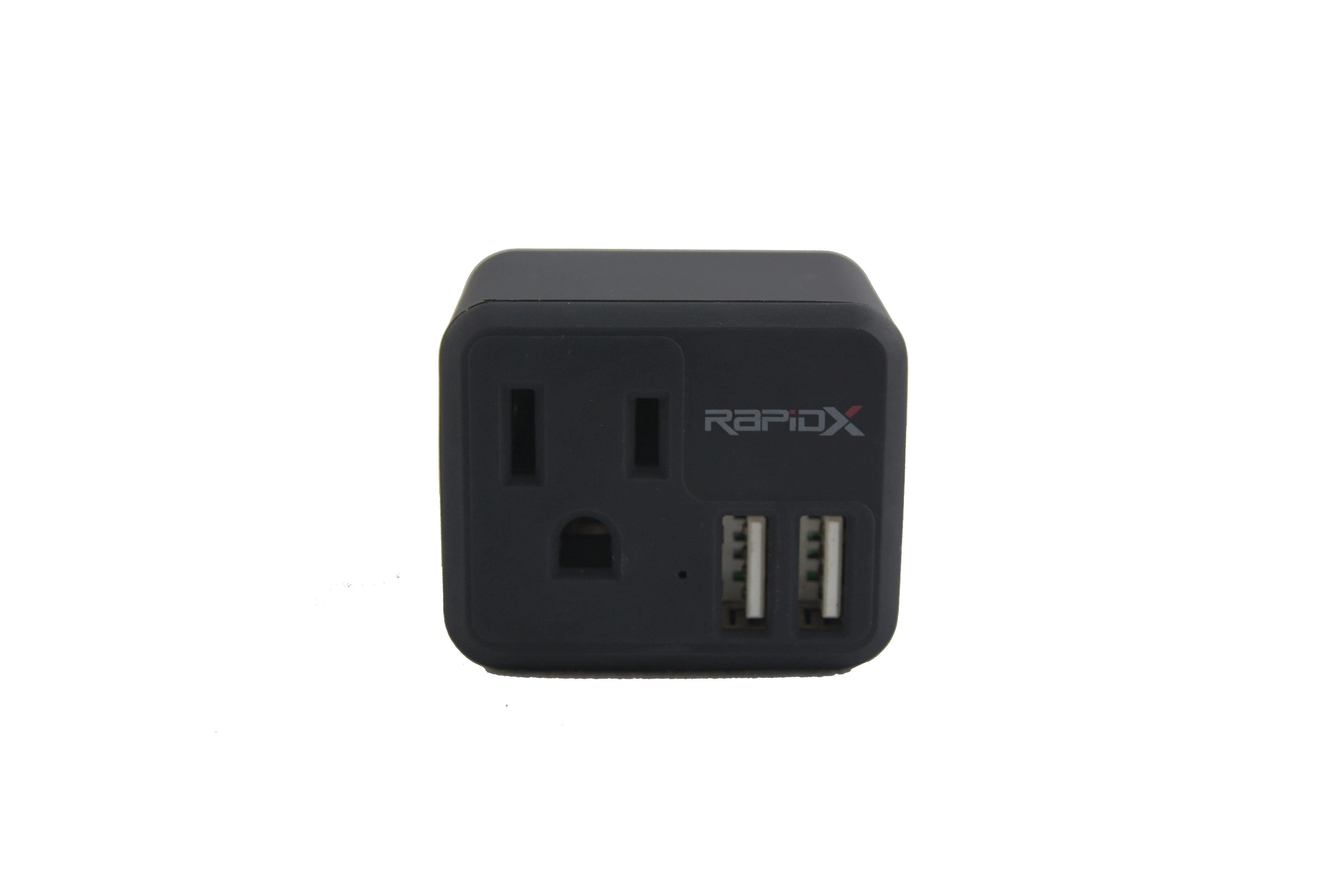 PowX 2 Wall Outlet with 2 USB Ports - Black