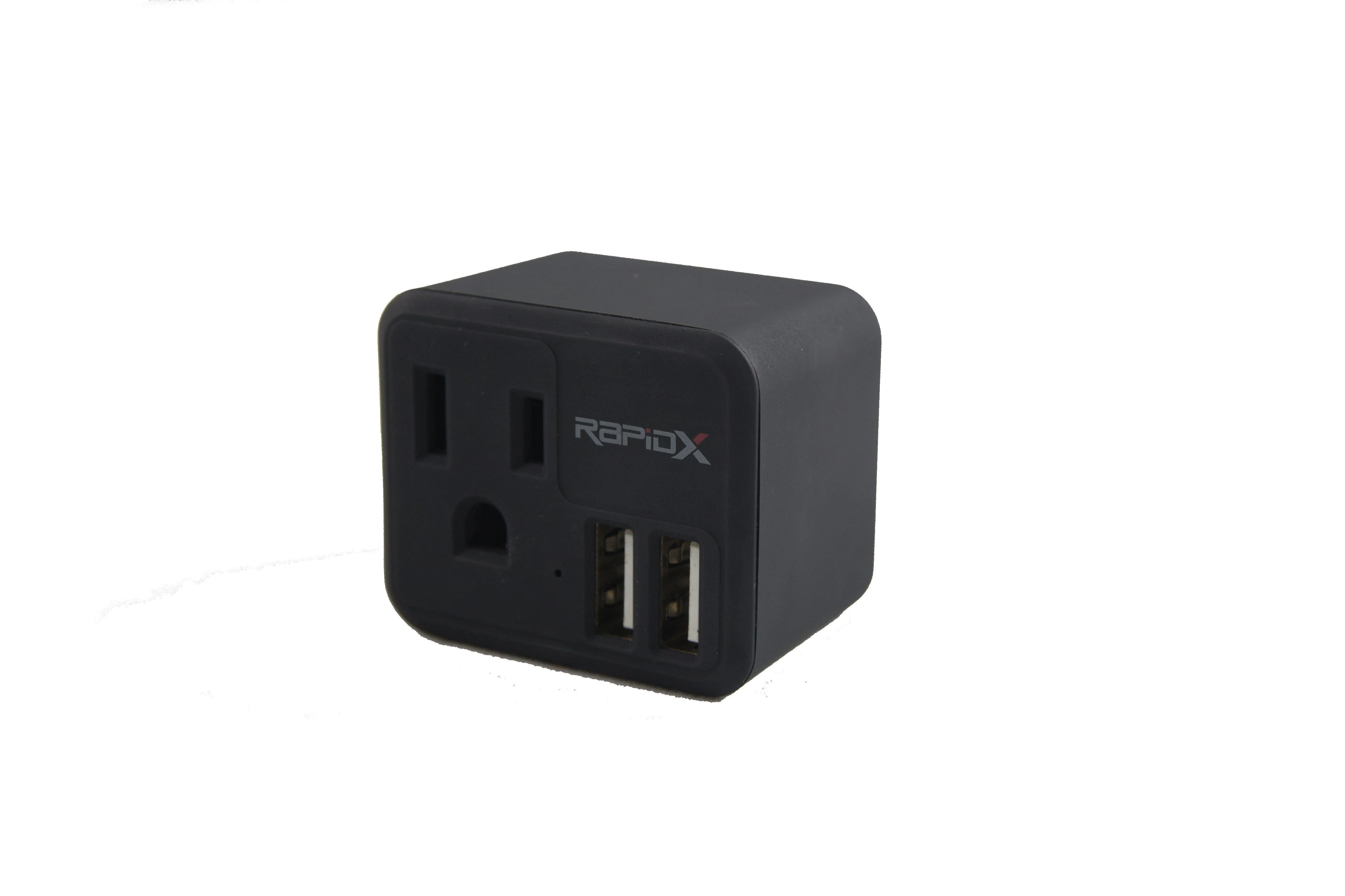 PowX 2 Wall Outlet with 2 USB Ports - Black