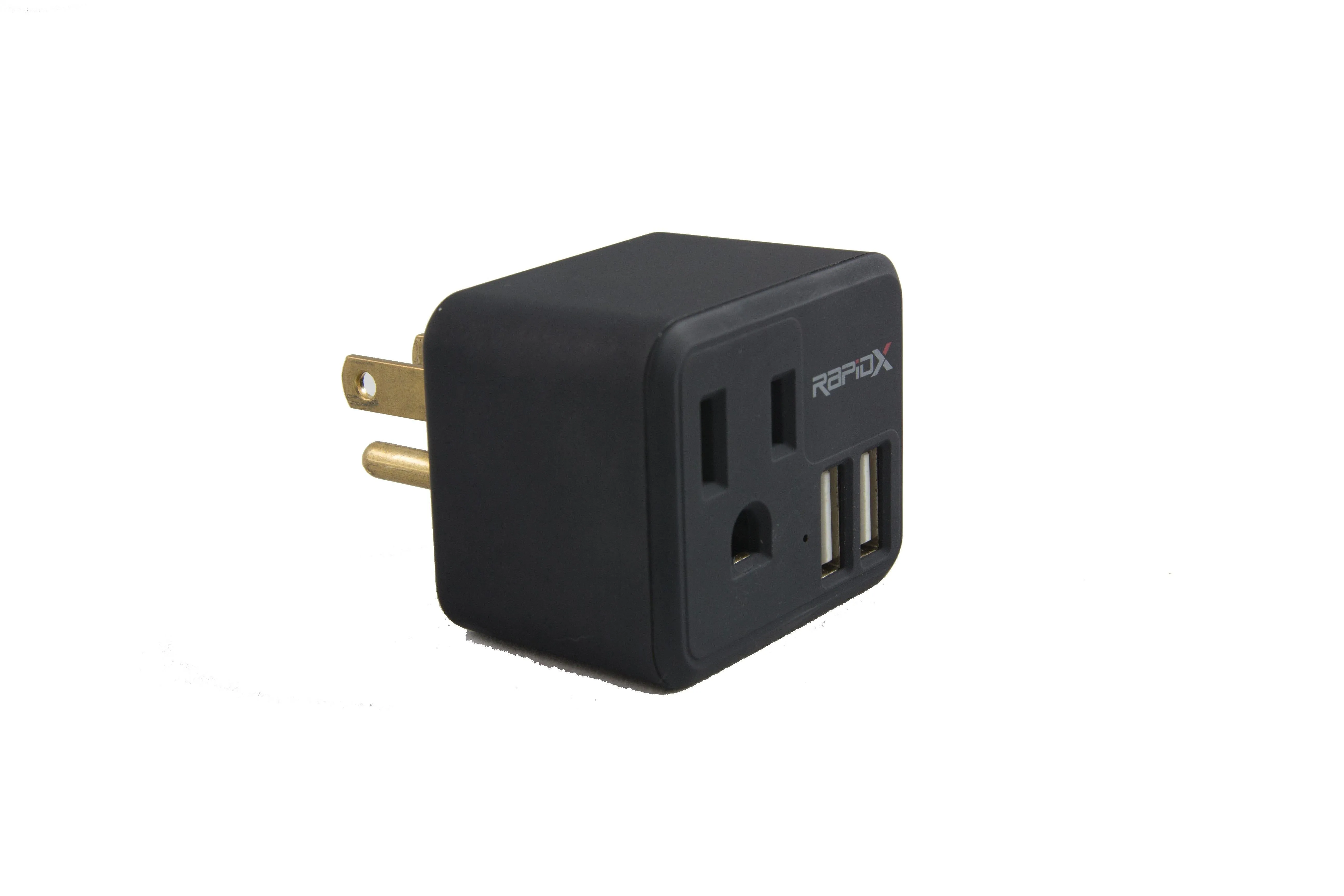 PowX 2 Wall Outlet with 2 USB Ports - Black